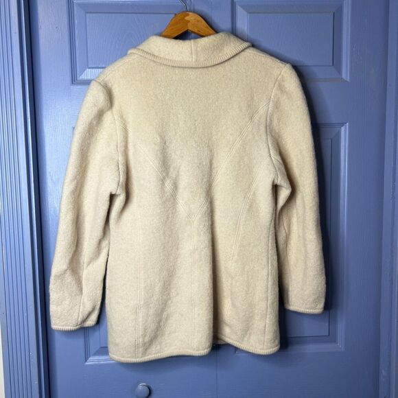 IB Diffusion Cream 100% Boiled Wool Shawl Collar Cardigan Jacket Size Medium - Picture 4 of 10